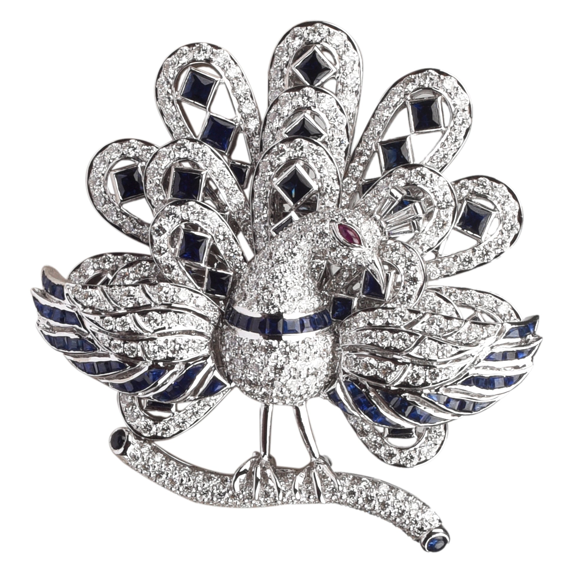 Studded Peacock Brooch